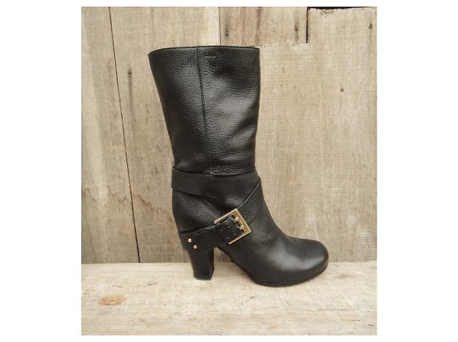 Botas Chloé em couro granulado preto 37,5 - vista 3