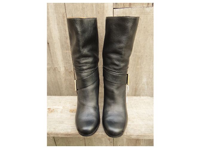 Botas Chloé em couro granulado preto 37,5 - vista 4