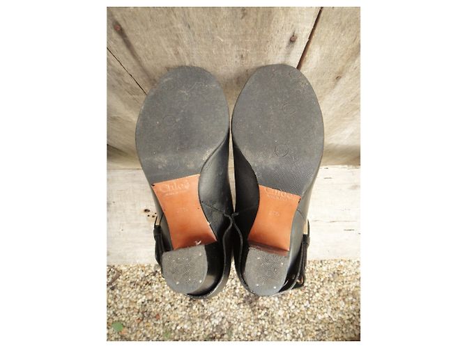 Botas Chloé em couro granulado preto 37,5 - vista 6