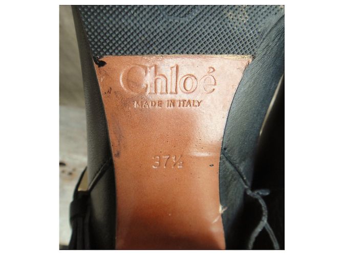 Botas Chloé em couro granulado preto 37,5 - vista 7
