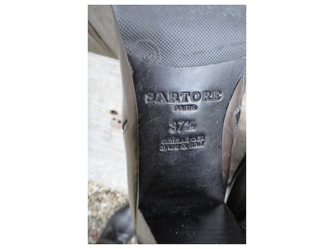 Botas Sartore de piel marrón 37.5 IT Castaño - vista 7