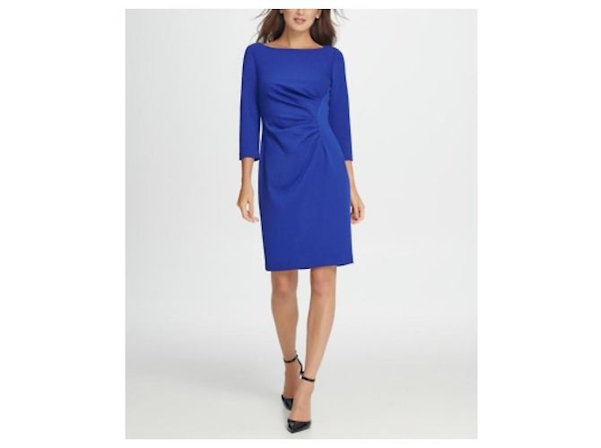DKNY ponte Seite geraffte blaues Kleid - Ansicht 2