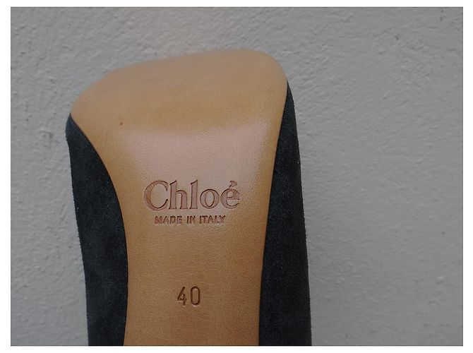 Botines Chloé de cuero negro con tacón transparente Gris antracita - vista 10