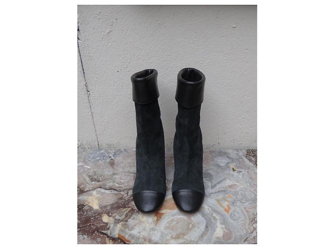 Botines Chloé de cuero negro con tacón transparente Gris antracita - vista 2