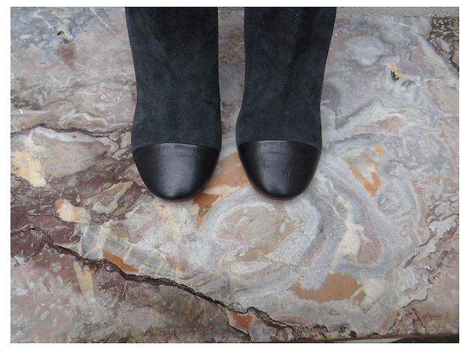 Botines Chloé de cuero negro con tacón transparente Gris antracita - vista 3