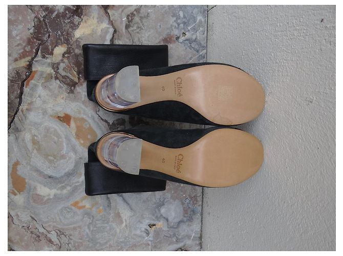 Botines Chloé de cuero negro con tacón transparente Gris antracita - vista 9