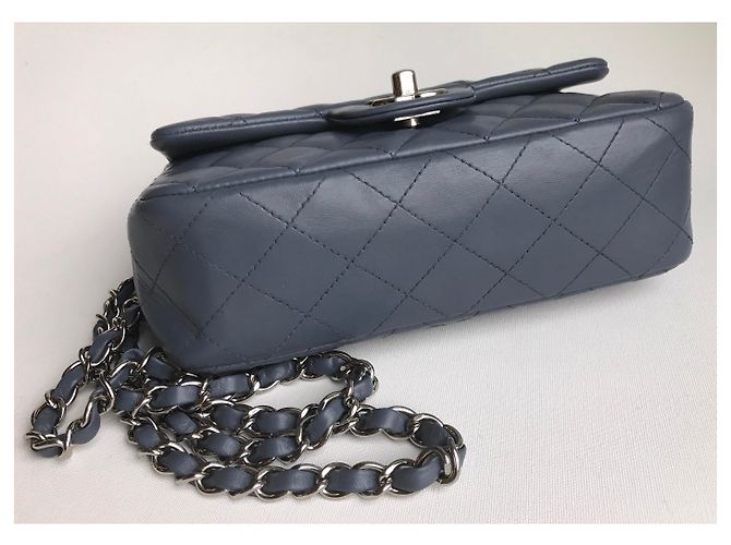 Timeless Chanel Mini bolso rectangular clásico con solapa y caja Azul Gris - vista 10