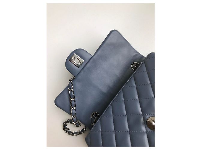 Timeless Chanel Mini bolso rectangular clásico con solapa y caja Azul Gris - vista 14