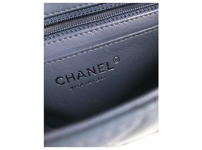 Timeless Chanel Mini bolso rectangular clásico con solapa y caja Azul Gris - vista 20