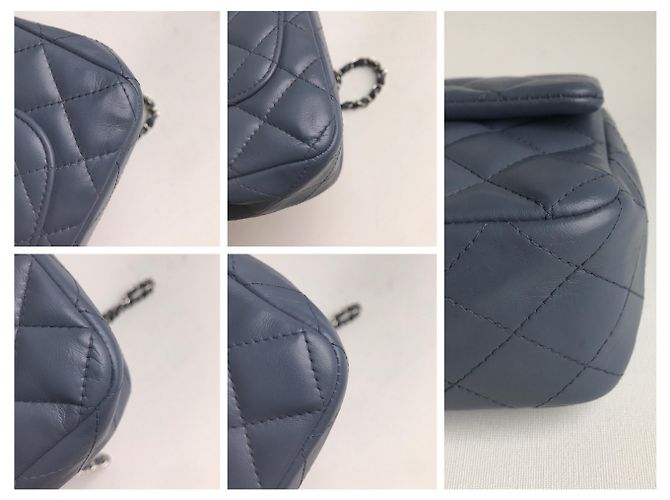 Timeless Chanel Mini bolso rectangular clásico con solapa y caja Azul Gris - vista 21