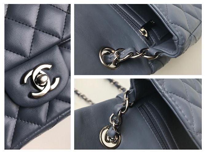 Timeless Chanel Mini bolso rectangular clásico con solapa y caja Azul Gris - vista 22