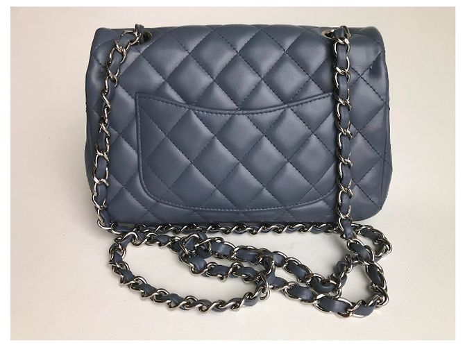 Timeless Chanel Mini bolso rectangular clásico con solapa y caja Azul Gris - vista 5