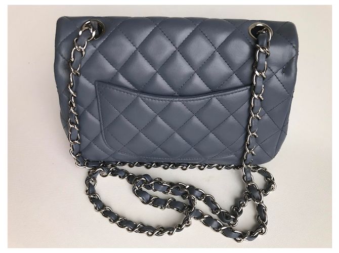 Timeless Chanel Mini bolso rectangular clásico con solapa y caja Azul Gris - vista 6