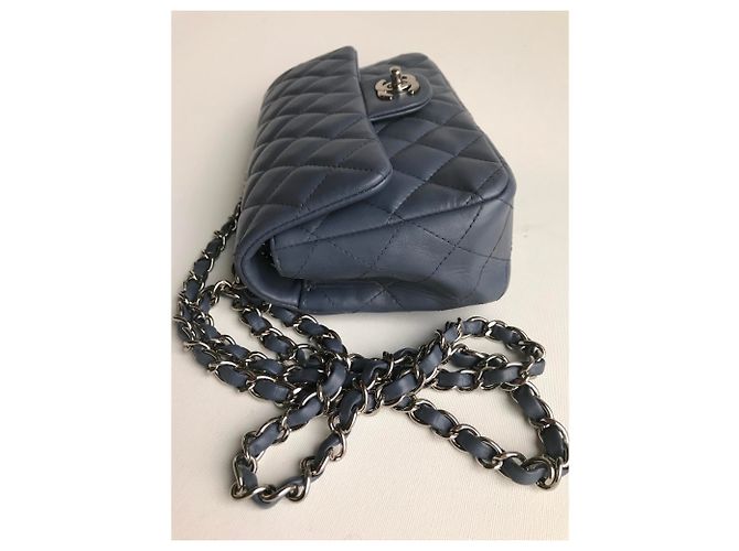 Timeless Chanel Mini bolso rectangular clásico con solapa y caja Azul Gris - vista 7