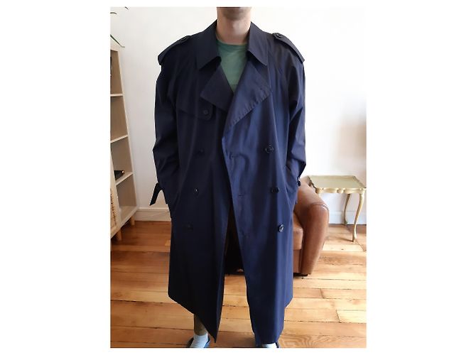 Autre Marque Impermeabile taglio largo blu navy cotone - vista 2