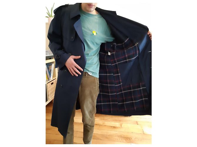 Autre Marque Impermeabile taglio largo blu navy cotone - vista 7