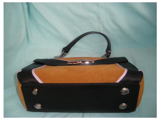 Borsa Longchamp in scamosciato cognac e pelle nera Multicolore - vista 2