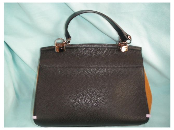Borsa Longchamp in scamosciato cognac e pelle nera Multicolore - vista 3
