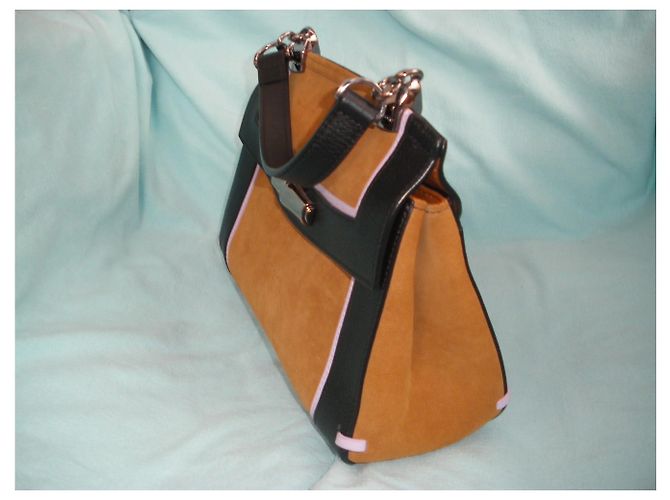 Borsa Longchamp in scamosciato cognac e pelle nera Multicolore - vista 4