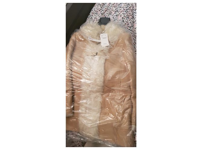 Comptoir Des Cotonniers Abrigo de piel de cordero Beige - vista 4