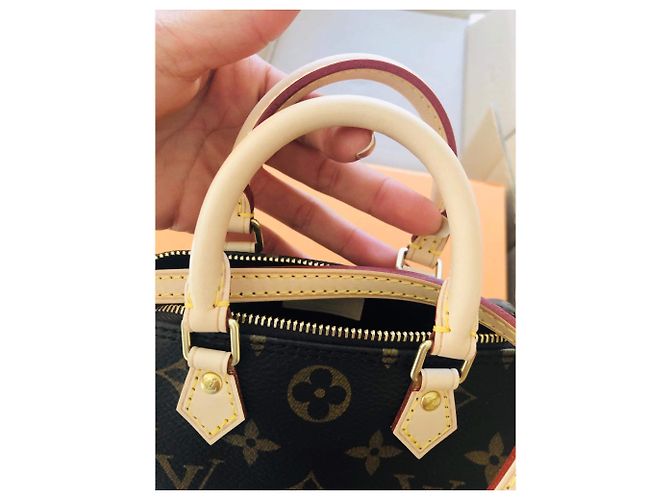 Borsa a mano Louis Vuitton Speedy Nano Marrone in Tela - vista 15
