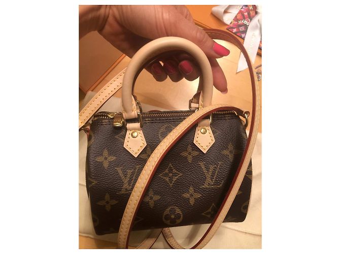 Borsa a mano Louis Vuitton Speedy Nano Marrone in Tela - vista 17