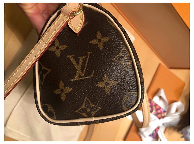 Borsa a mano Louis Vuitton Speedy Nano Marrone in Tela - vista 18