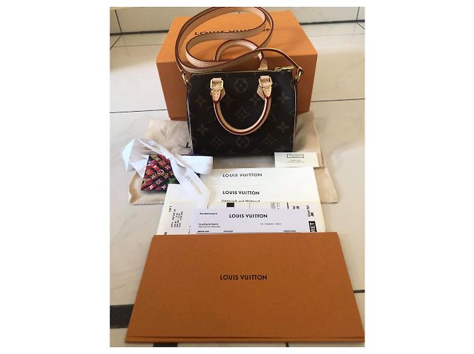 Borsa a mano Louis Vuitton Speedy Nano Marrone in Tela - vista 3