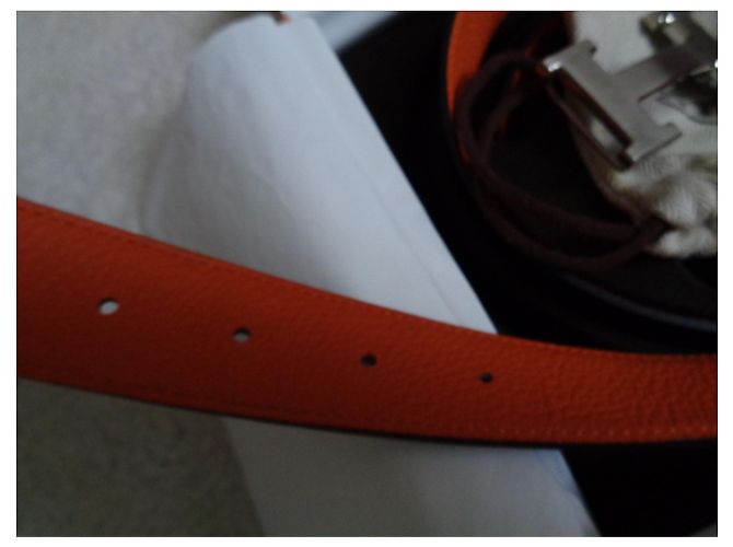Hermès H Gürtel wendbar 32mm Orange Schokolade - Ansicht 2