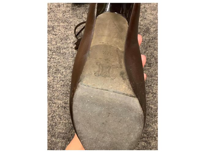 Botas Céline de piel marrón con detalles de pompón Marrón oscuro - vista 3