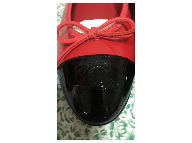 Ballerines Chanel ballerines chanel vernis rouge noir neuf ...