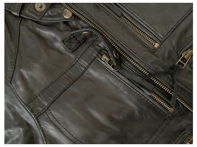 Maje Jacke aus schwarzem Lammleder - Ansicht 4