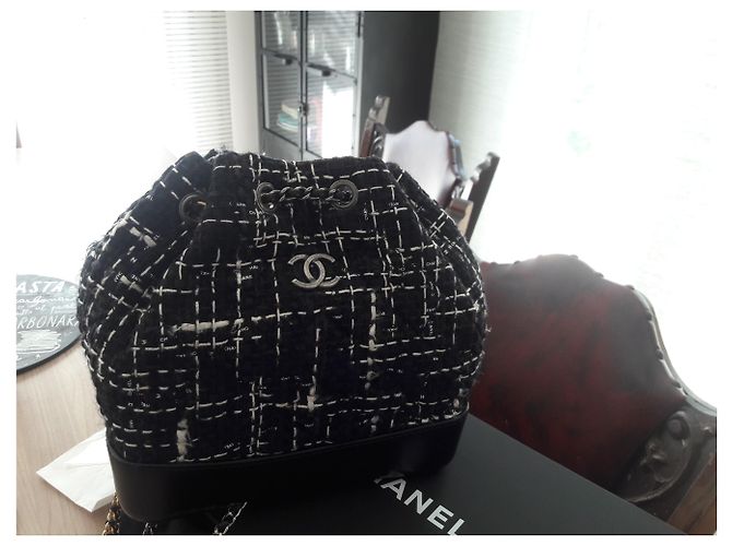 Zaino Gabrielle Chanel in pelle e tweed! Nero - vista 10