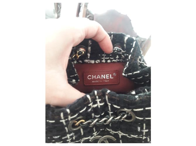 Zaino Gabrielle Chanel in pelle e tweed! Nero - vista 11