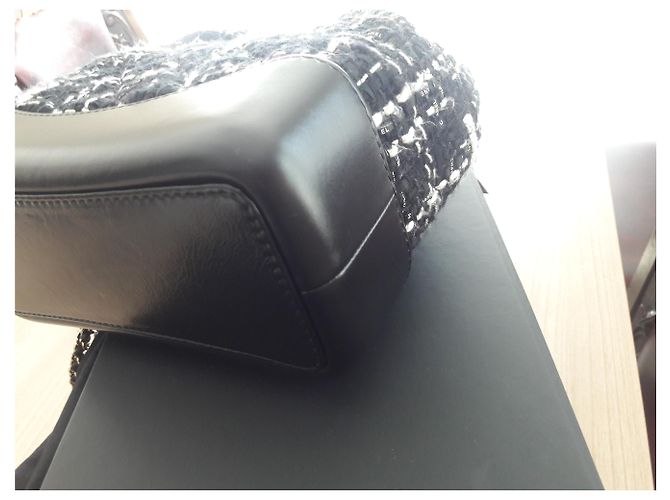 Zaino Gabrielle Chanel in pelle e tweed! Nero - vista 8