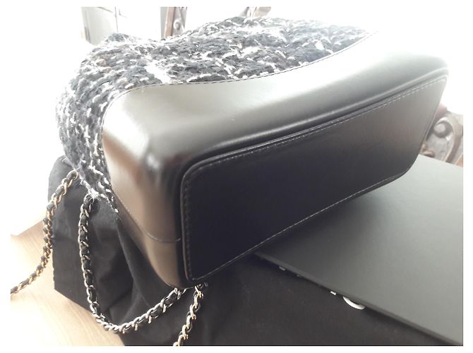 Zaino Gabrielle Chanel in pelle e tweed! Nero - vista 9