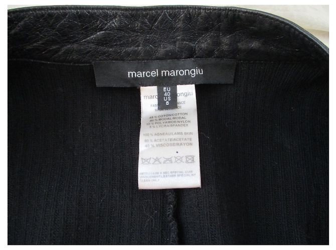 Autre Marque Marcel Marongiu - Baumwolljacke, Leder und Nieten, Taille 40. Schwarz - Ansicht 4