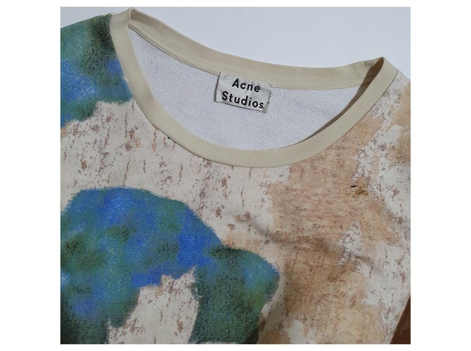Acne Studios Baumwoll Sweatshirt Beige und Aquagrün Mehrfarben - Ansicht 3