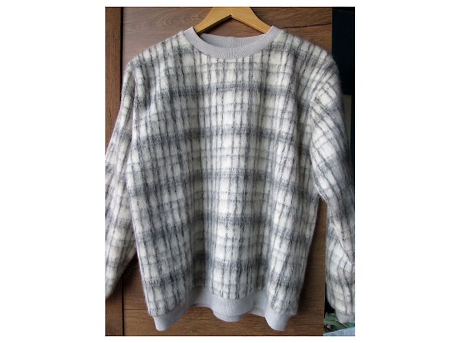 Jersey Nanushka de lana a cuadros blanco y gris - vista 7