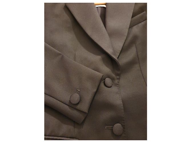 Yves Saint Laurent YSL Rive Gauche Wool Smoking Jacket Schwarz - Ansicht 3