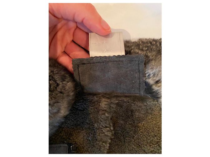 Chanel Giacca in montone con collo di cincillà Grigio - vista 11