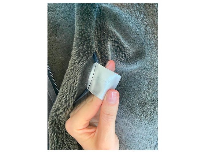 Chanel Giacca in montone con collo di cincillà Grigio - vista 3