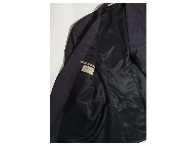 Blazer Burberry a righe in lana blu Nero Blu scuro - vista 3