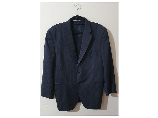 Blazer Burberry a righe in lana blu Nero Blu scuro - vista 4