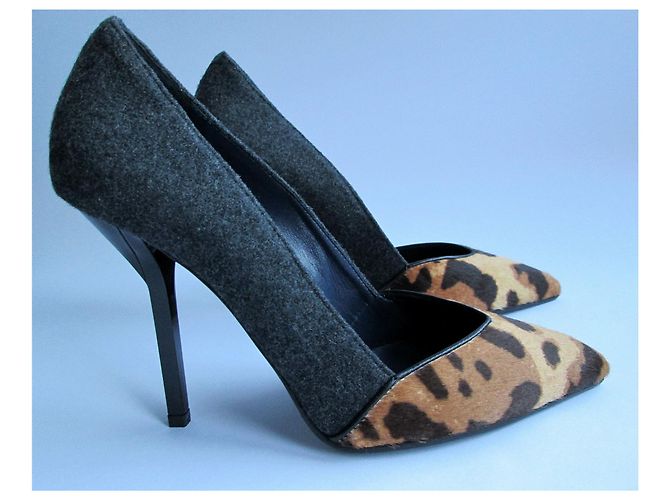Décolleté Vionnet Leopardate in Pony e Lana Grigia 36 Stampa leopardo Grigio antracite - vista 4