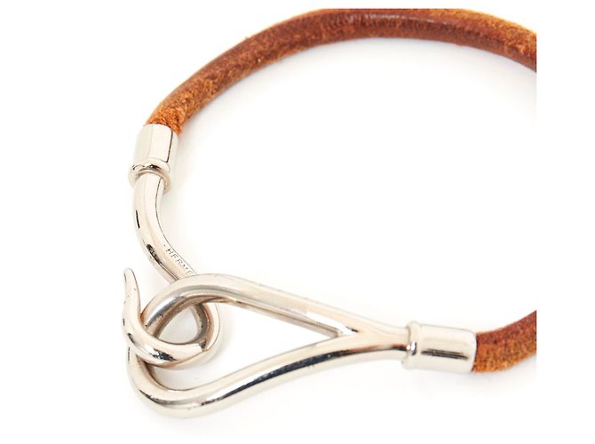 Bracciale Hermès Jumbo in Pelle e Metallo Argentato Argento Caramello - vista 3