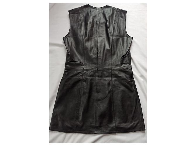 Autre Marque Intuition ärmelloses Lederkleid schwarz - Ansicht 2