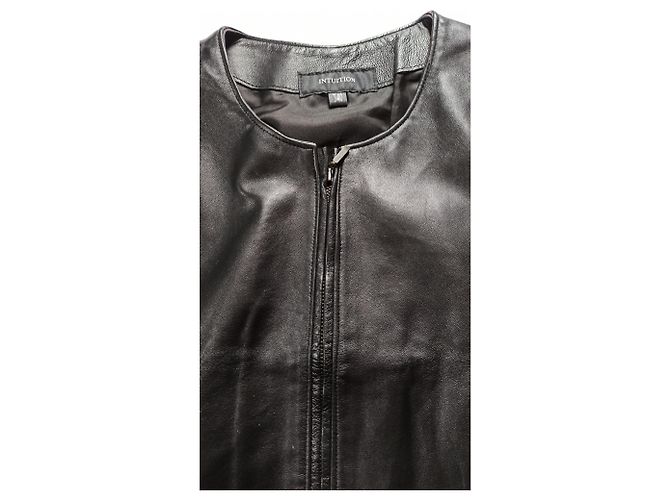 Autre Marque Intuition ärmelloses Lederkleid schwarz - Ansicht 3