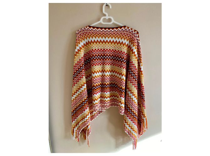 Missoni Mehrfarbiger Zick-Zack Poncho Wolle Acryl Mehrfarben - Ansicht 3