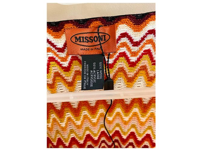 Missoni Mehrfarbiger Zick-Zack Poncho Wolle Acryl Mehrfarben - Ansicht 5